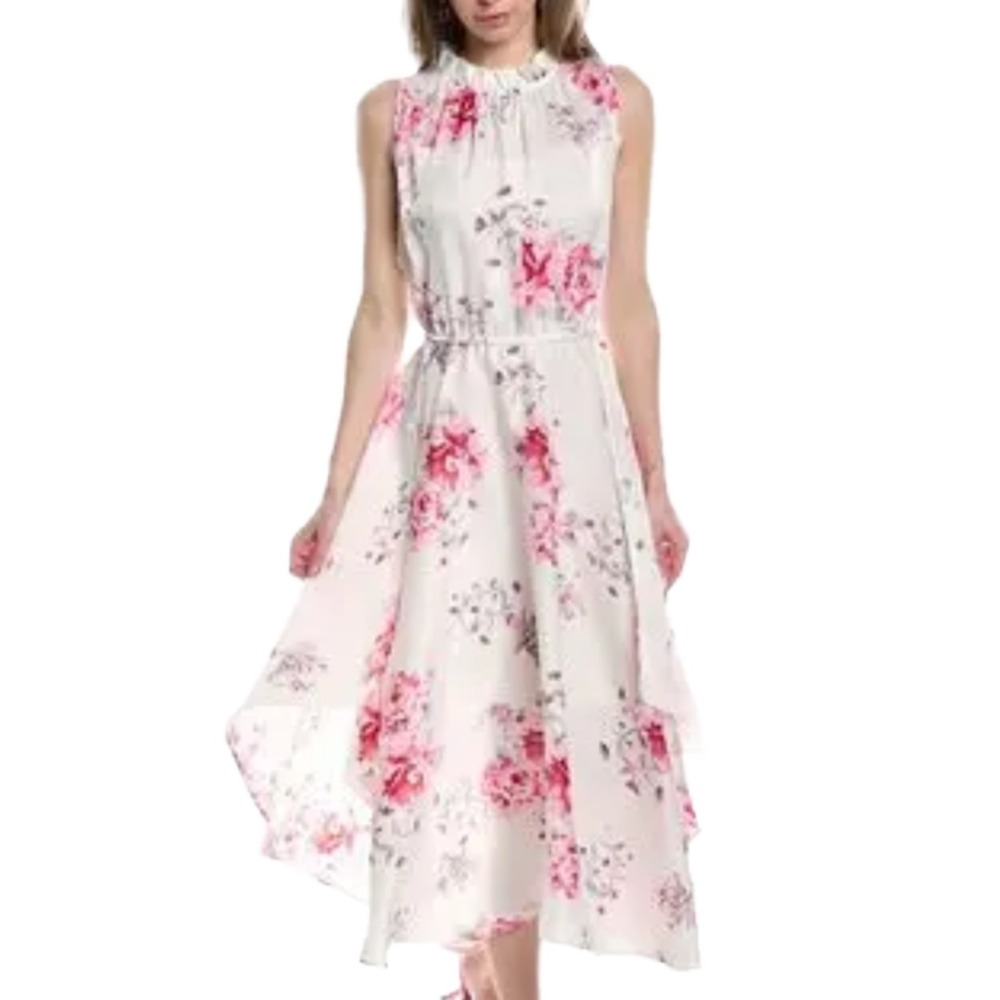 Eva Franco Shentel Midi Dress Tea Garden Floral Ivory Pink Size 6 Retail: $268